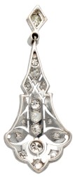 14 kt. Witgouden art deco hanger bezet met ca. 0.90 ct. diamant.