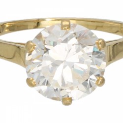 Geelgouden solitair ring, met ca. 2.90 ct. diamant - 18 kt.