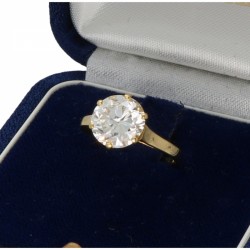 Geelgouden solitair ring, met ca. 2.90 ct. diamant - 18 kt.