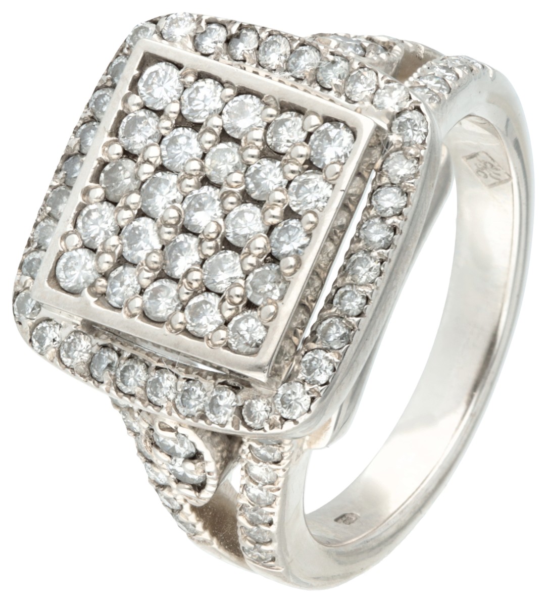 18K Witgouden ring bezet met ca. 0.80 ct. diamant.