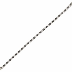 Witgouden armband, met ca. 2.91 ct. witte en zwarte diamant - 18 kt.