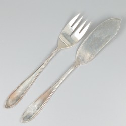 12-delige set visbestek Hollands puntfilet, zilver.