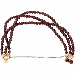 Drierijige granaat armband met een rosegouden sluiting - 14 kt.
