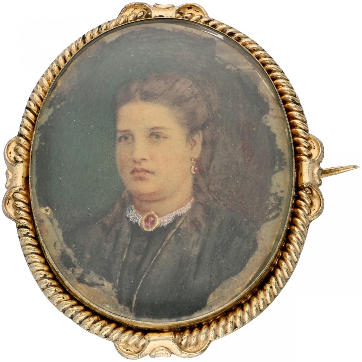 Franse verguld zilveren antieke broche - 835/1000.