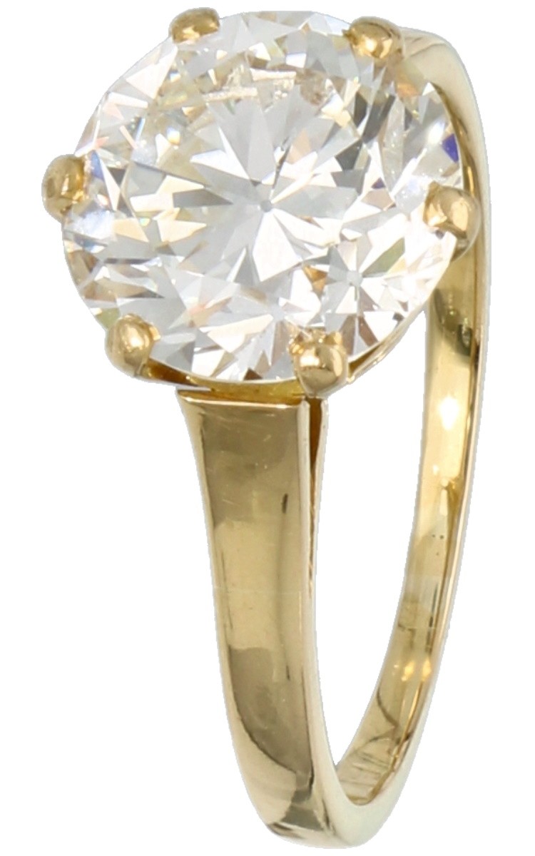 Geelgouden solitair ring, met ca. 2.90 ct. diamant - 18 kt.