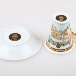 Een set van (2) porseleinen koffie kop-en-schotels met Le Jardin decor. Rosenthal voor Versace. Duitsland, eind 20e eeuw.