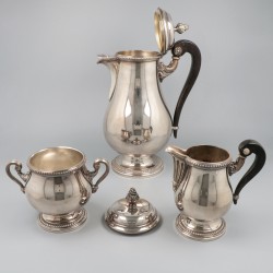 Christofle 4-delige koffieset, model Perles, verzilverd.