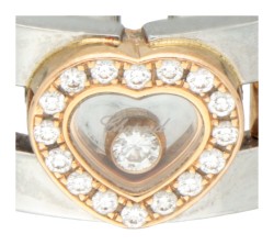 Chopard 'Happy Diamonds' 18 kt. roségouden / edelstalen flexibele ring bezet met ca. 0.19 ct. diamant.