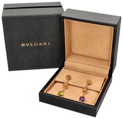 Bvlgari B.zero1 18 kt. geelgouden oorbellen bezet met amethist en peridoot.