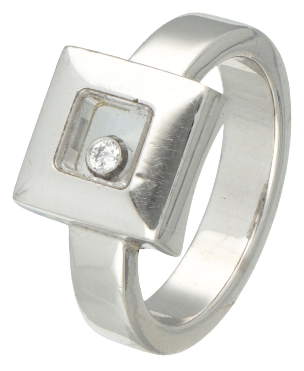 Chopard 'Happy Diamonds' 18 kt. witgouden ring bezet met ca. 0.03 ct. diamant.