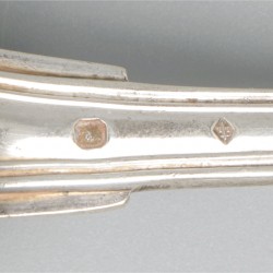 6-delige set dinerlepels zilver.