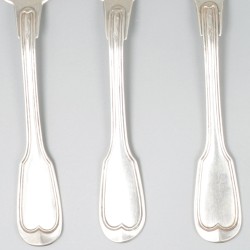 6-delige set dinerlepels zilver.