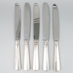 5-delige set dinermessen Haags lofje zilver.