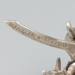 Miniatuur ossenkar zilver.