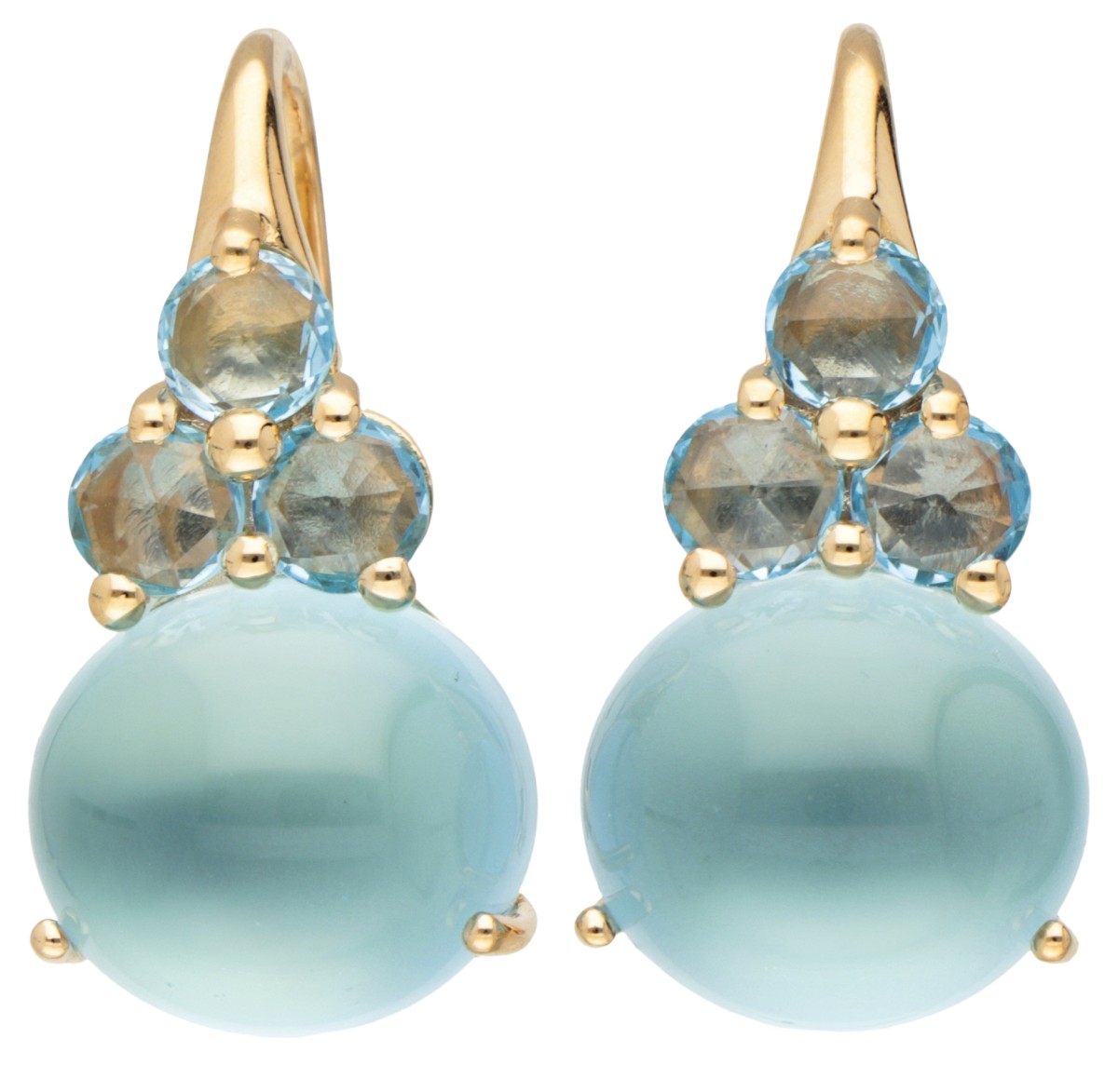 Pomellato 18 kt. roségouden oorbellen bezet met ca. 20.24 ct. topaas.