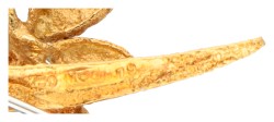18 kt. Geelgouden broche bezet met ca. 0.08 ct. diamant en turkoois.