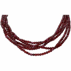 Vijfrijig granaten collier met een rosegouden sluiting - 14 kt.