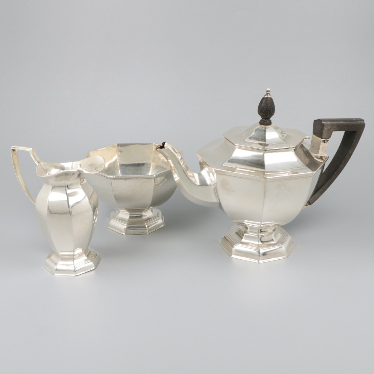 3-delig theeservies zilver.