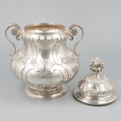 Dekselpot zilver.