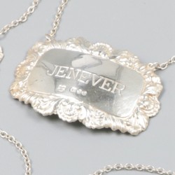 5-delige set flessenlabels zilver.