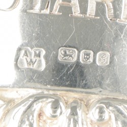 5-delige set flessenlabels zilver.