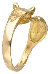 18 kt. Geelgouden ring in de vorm van een vos.