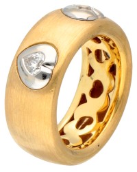 Pasquale Bruni 18 kt. geelgouden gematteerde 'Diamond Heart' ring.