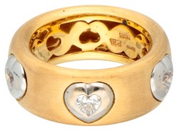 Pasquale Bruni 18 kt. geelgouden gematteerde 'Diamond Heart' ring.