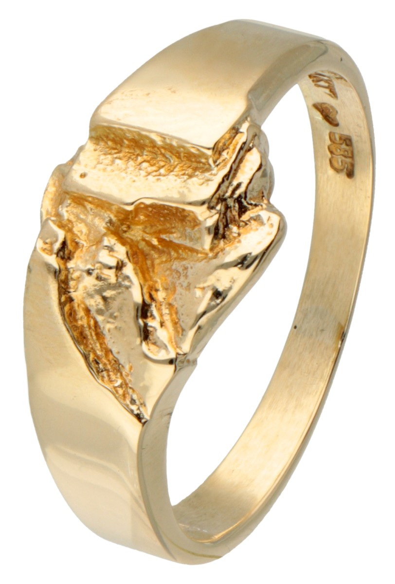 Finse 14 kt. geelgouden Riitta Hakala design ring.