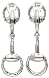 Gucci 18 kt. witgouden hippische oorhangers bezet met ca. 2 x 0.41 ct. diamant.