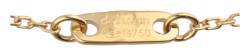 18 kt. Geelgouden dinh van solitair diamant in kubushanger aan collier.