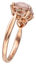 Diamond Point 14 kt. roségouden ring bezet met rozenkwarts en diamant.