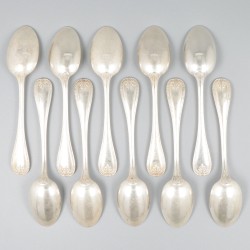 Christofle Sterling 10-delige set ijslepels, model Malmaison,  zilver.