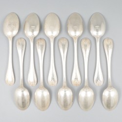 Christofle Sterling 10-delige set ijslepels, model Malmaison,  zilver.