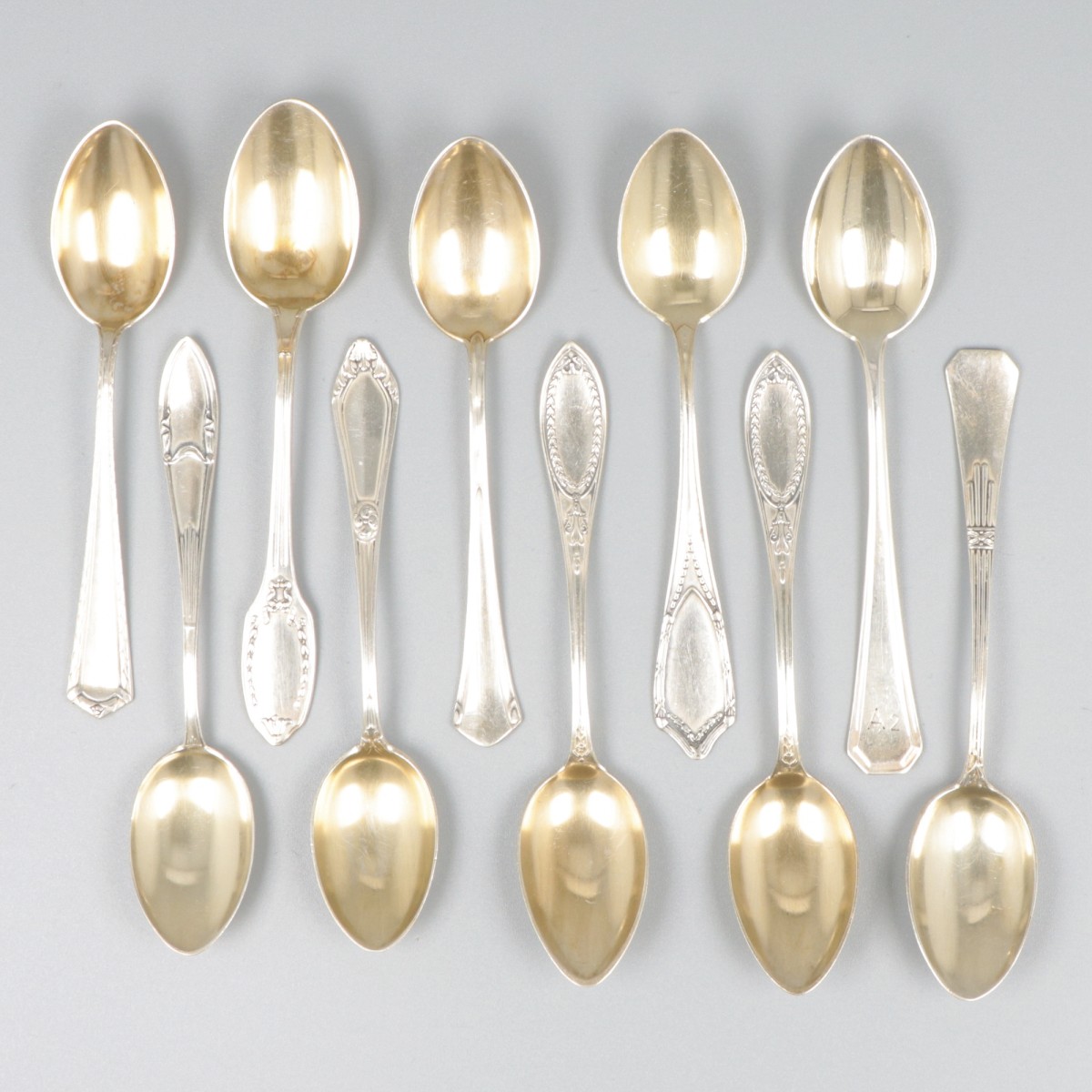 10-delig lot koffielepels zilver.