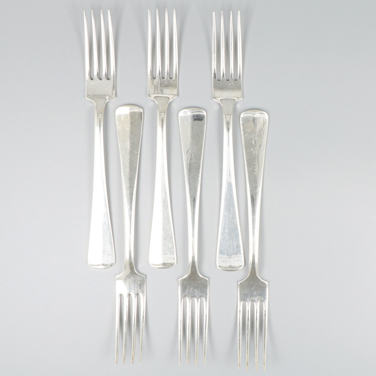 6-delige set vorken Haags lofje zilver.