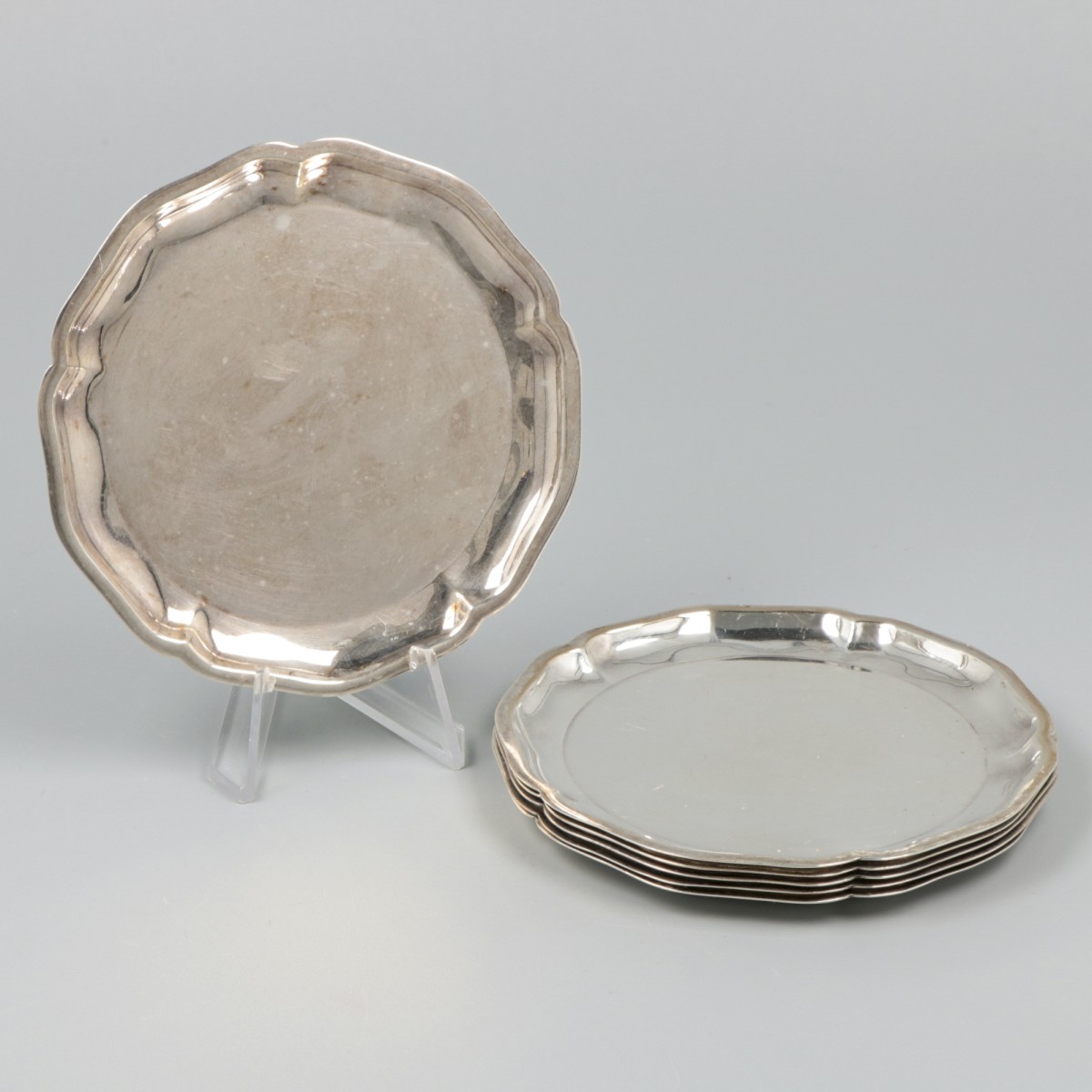 6-delige set onderzetters, zilver.