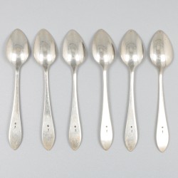 6-delige set theelepeltjes zilver.