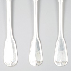 6-delige set dinerlepels zilver.