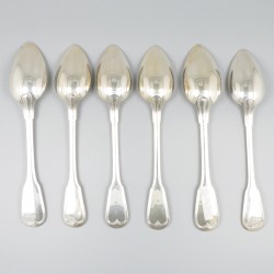 6-delige set dinerlepels zilver.