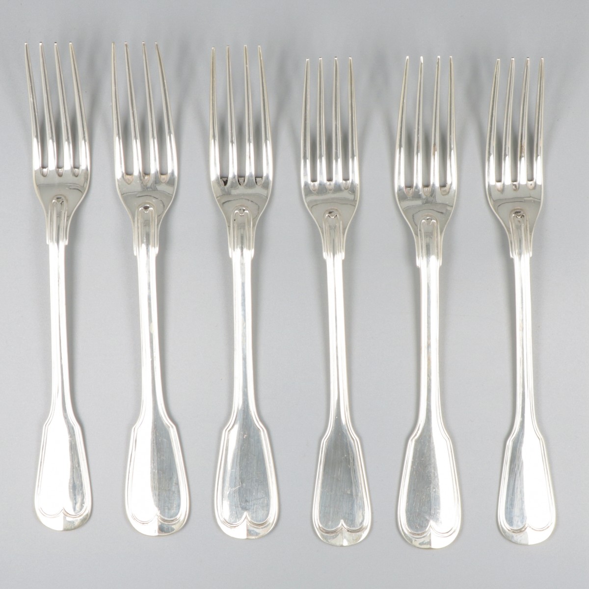 6-delige set dinervorken zilver.