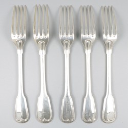 5-delige set dinervorken zilver.