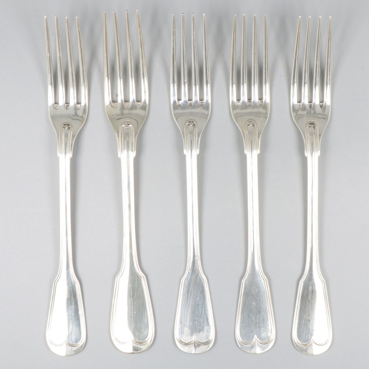 5-delige set dinervorken zilver.