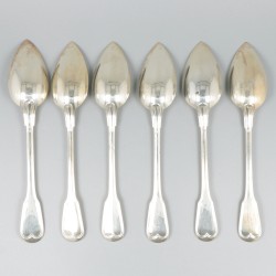 6-delige set ontbijtlepels zilver.