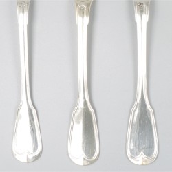 6-delige set dinerlepels zilver.