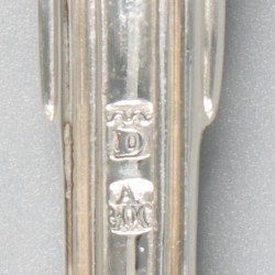 6-delige set dinerlepels zilver.