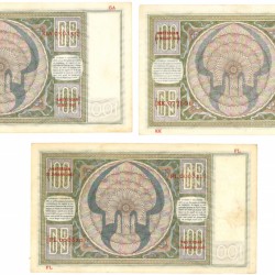 Nederland 3x 100 gulden Bankbiljet Type 1930 Luitspelende vrouw - Prachtig