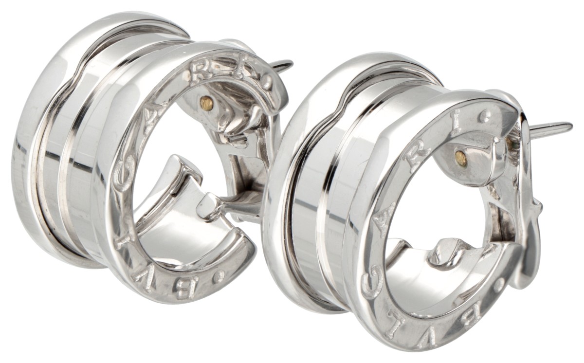 Bvlgari 'B.zero1' 18 kt. witgouden creool oorbellen.
