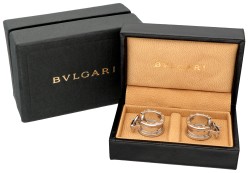 Bvlgari 'B.zero1' 18 kt. witgouden creool oorbellen.