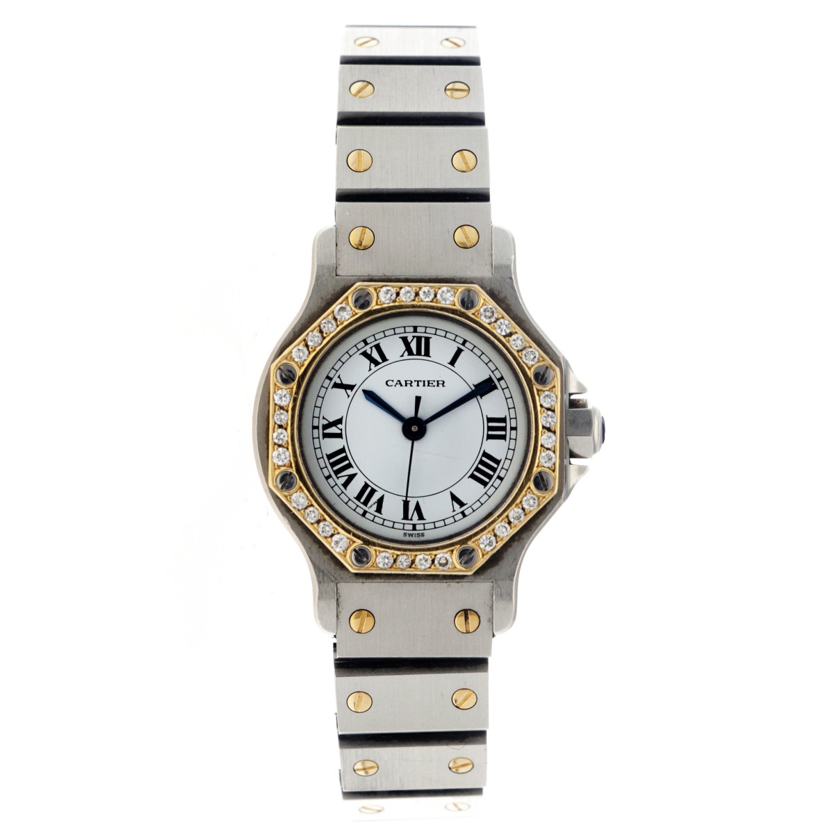 Cartier Santos Octagon diamond bezel - Dames horloge.